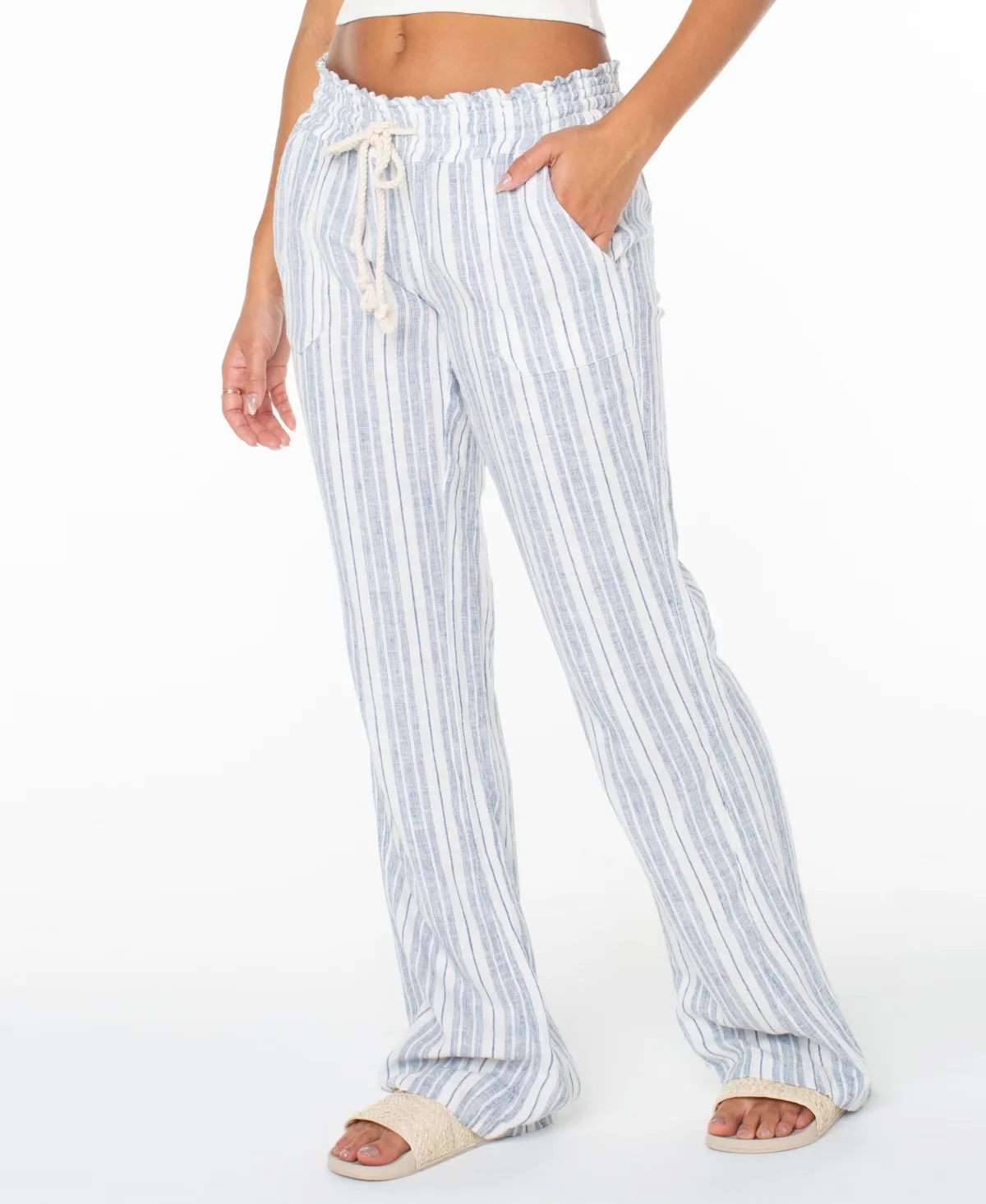 Oceanside Striped Wide-Leg Beach Pants by Roxy