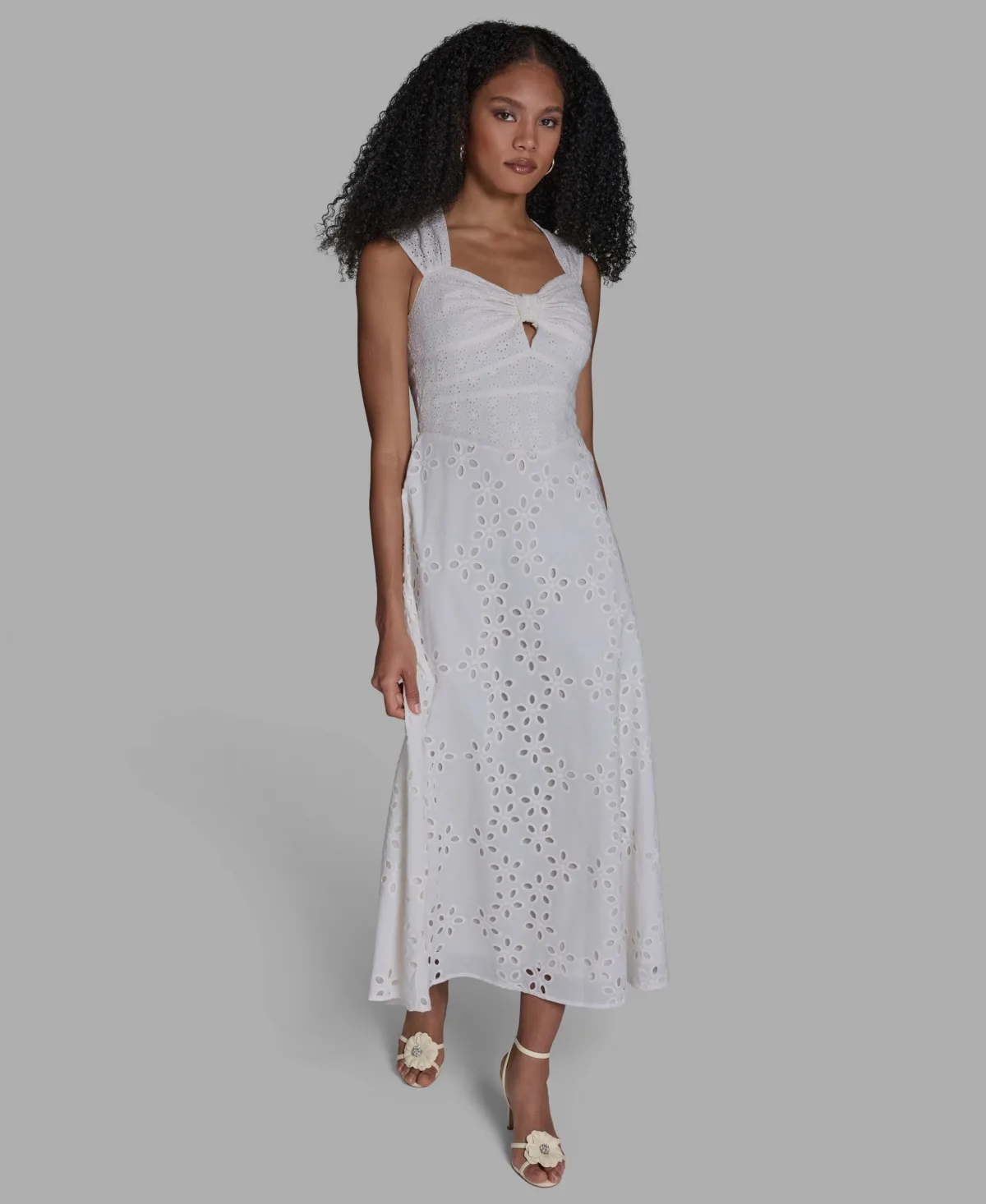 Sweetheart Neck Keyhole Eyelet Maxi Dress by Bcbg