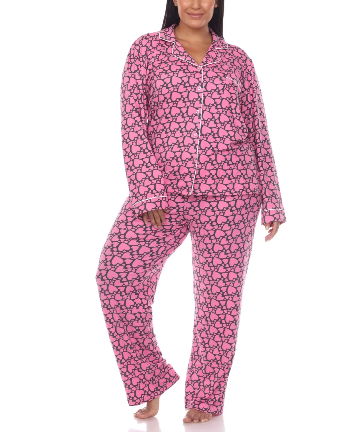 2 Piece Long Sleeve Heart Print Pajama Set by White Mark