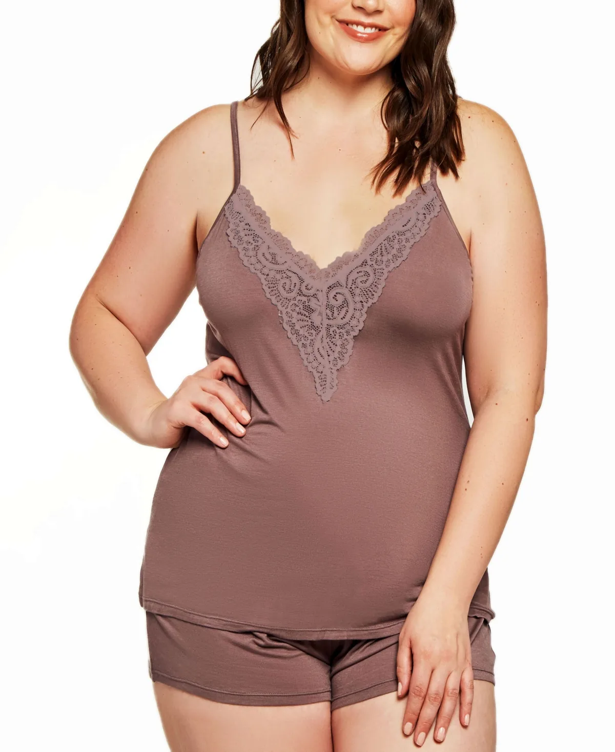 Zennie Modal and Lace 2-Pieces Cami and Short Set