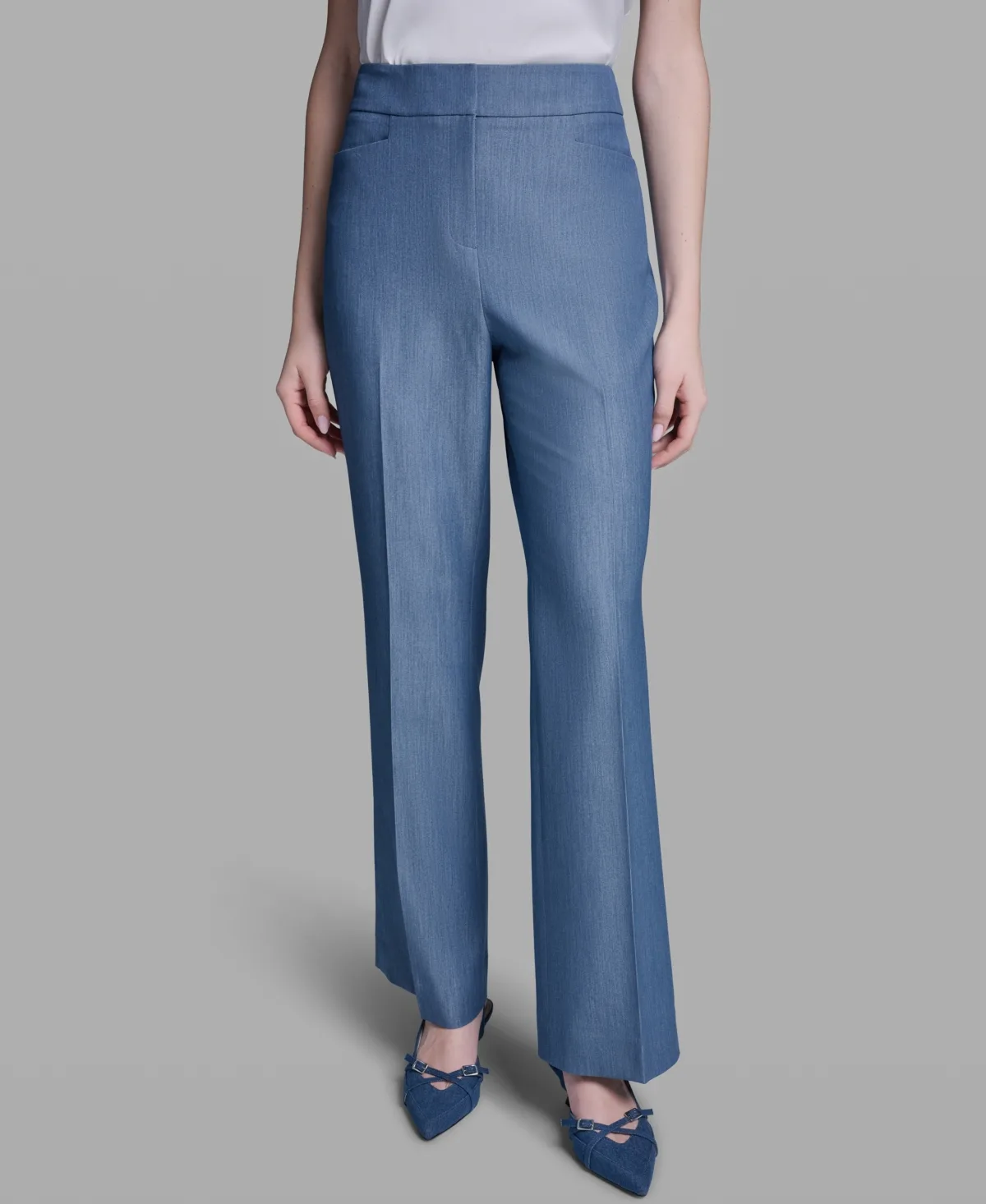High-Rise Wide-Leg Denim Pants by Bcbg