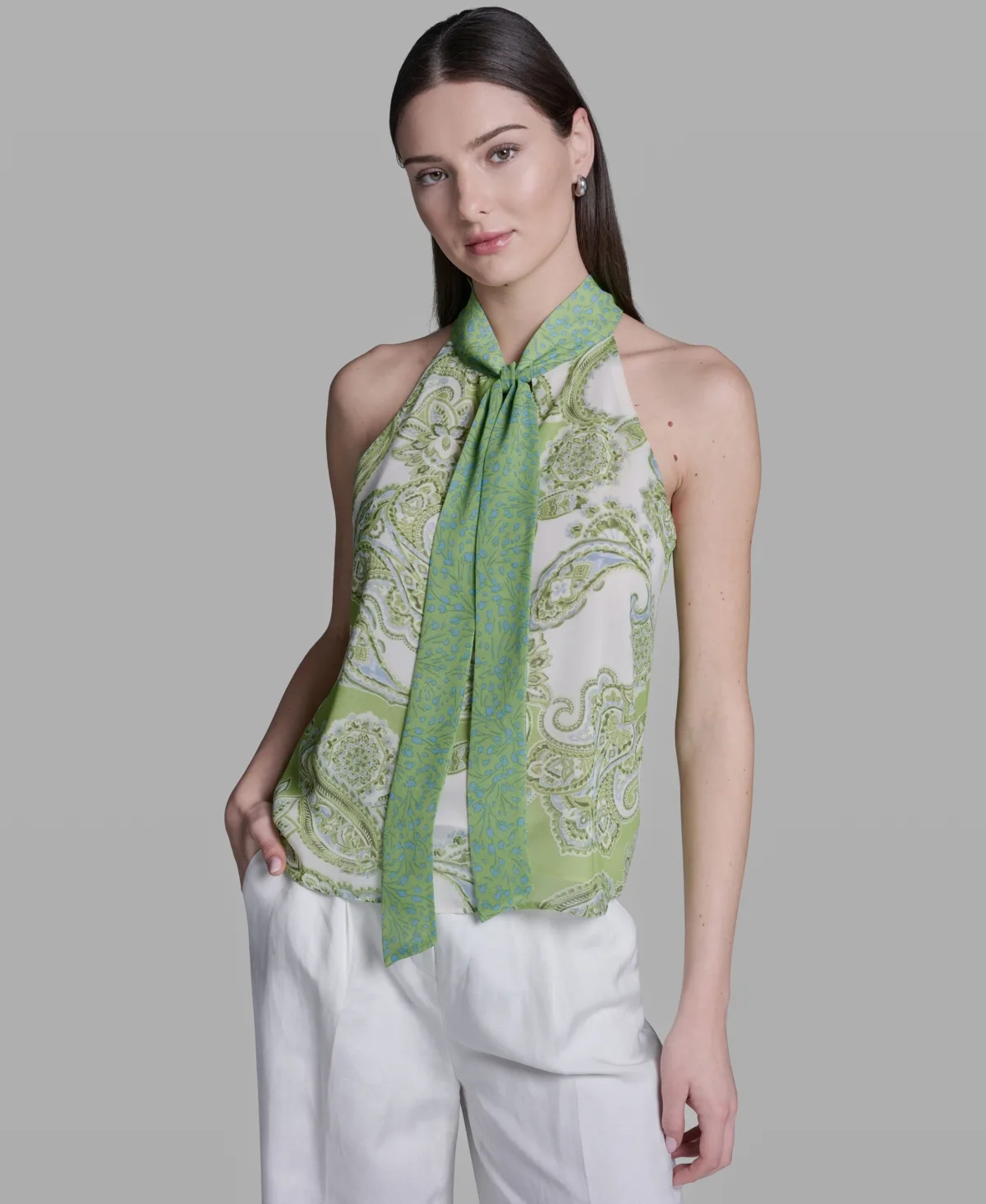Sleeveless Tie-Neck Blouse by Bcbg