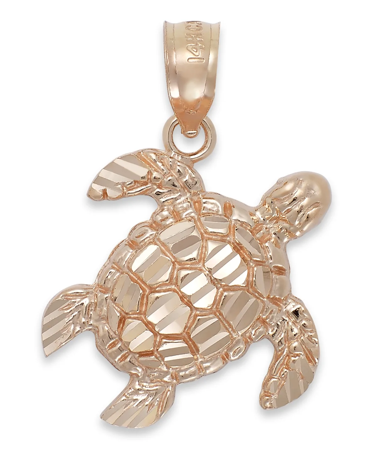 Diamond-Cut Turtle Charm in 14k Rose Gold by Macy's