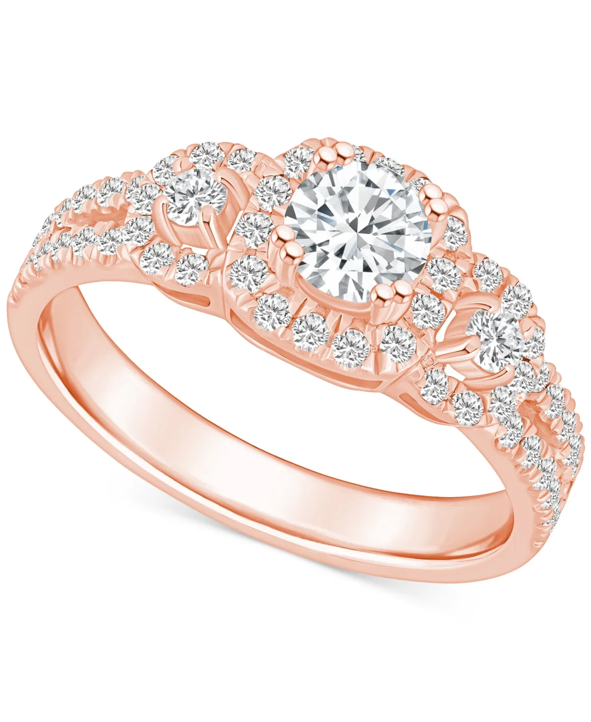 Diamond Halo Engagement Ring (1 ct. t.w.) in 14k White, Yellow or Rose Gold by Macy's