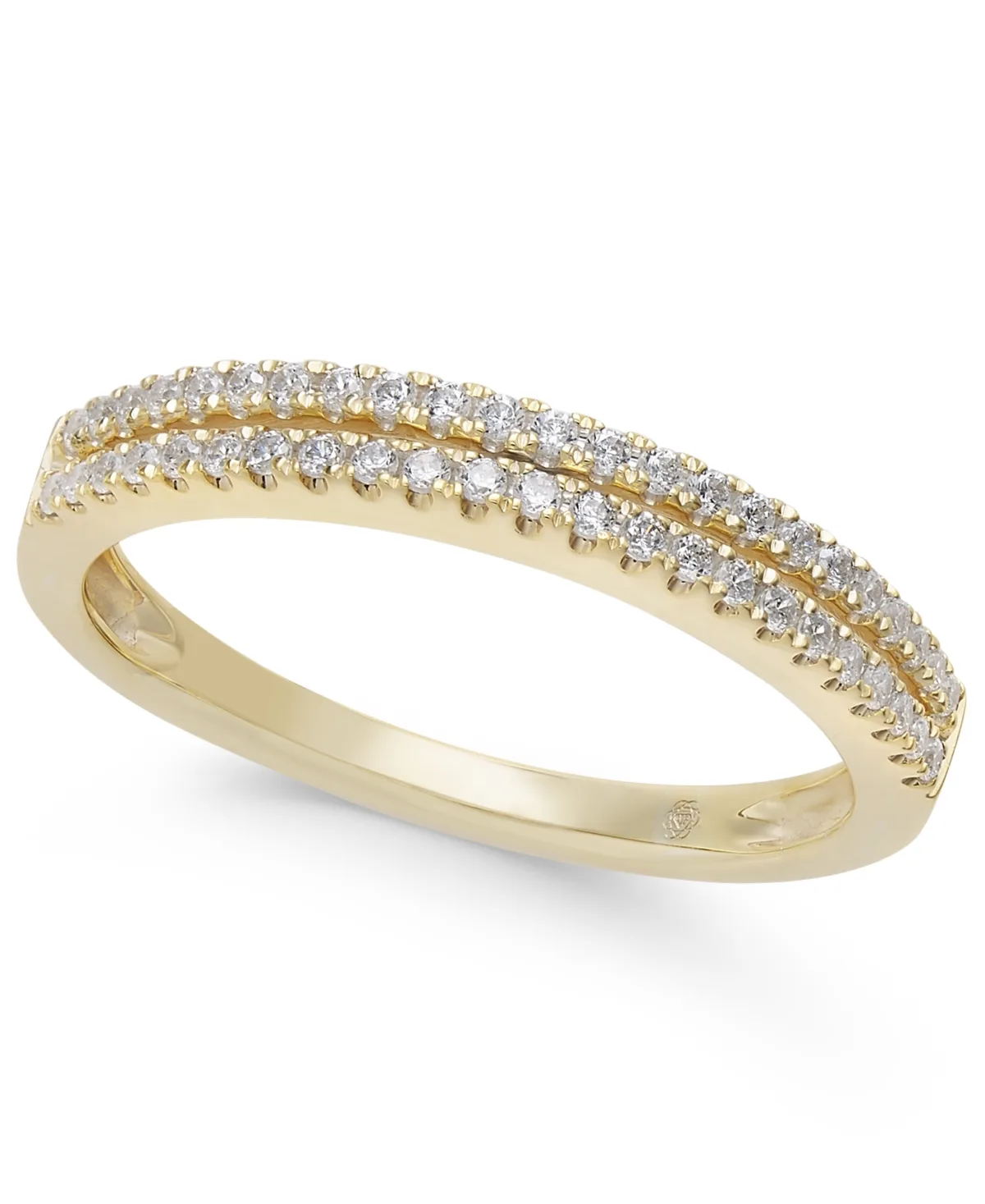 Diamond Double Row Band (1/4 ct. t.w.) in 14k Gold, White Gold or Rose Gold