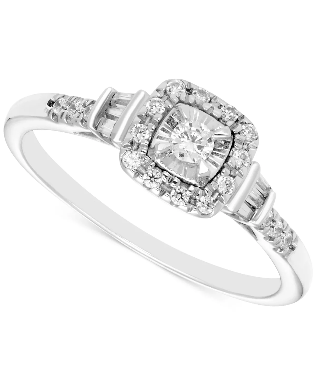 Diamond Halo Engagement Ring (1/4 ct. t.w.) in 14k White Gold by Macy's