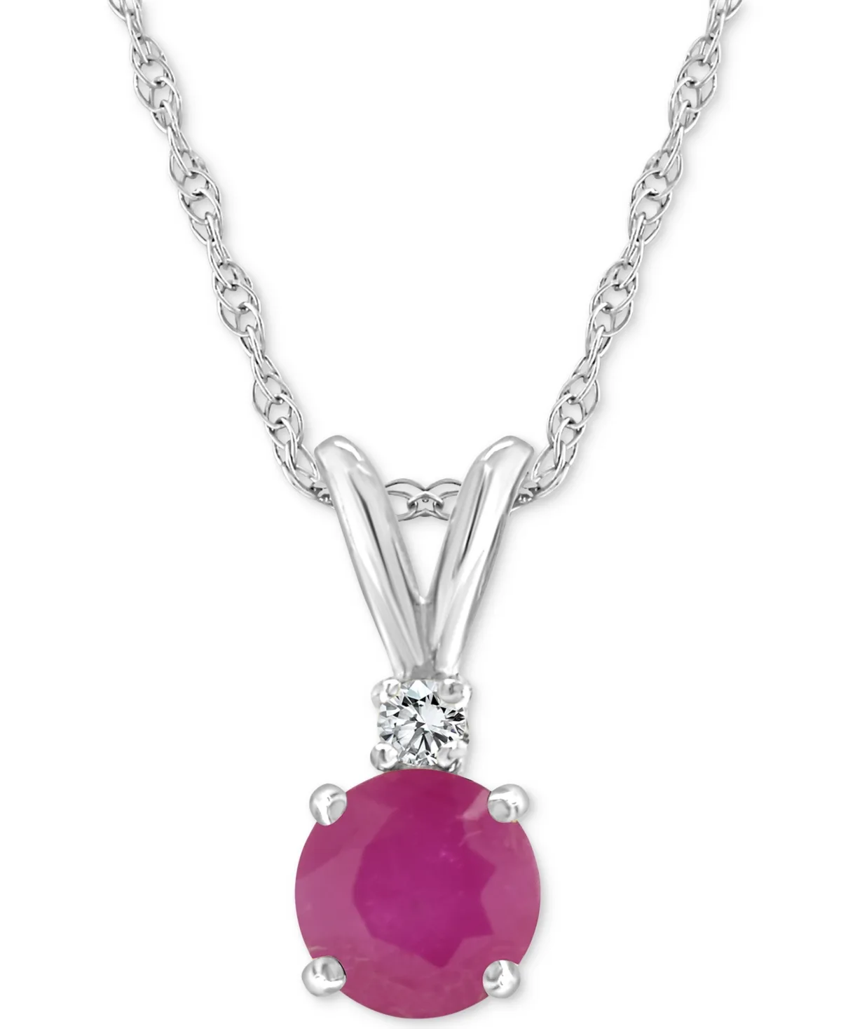 Sapphire (5/8 ct. t.w.) & Diamond Accent 18" Pendant Necklace in 14k White Gold (also in Ruby) by Macy's