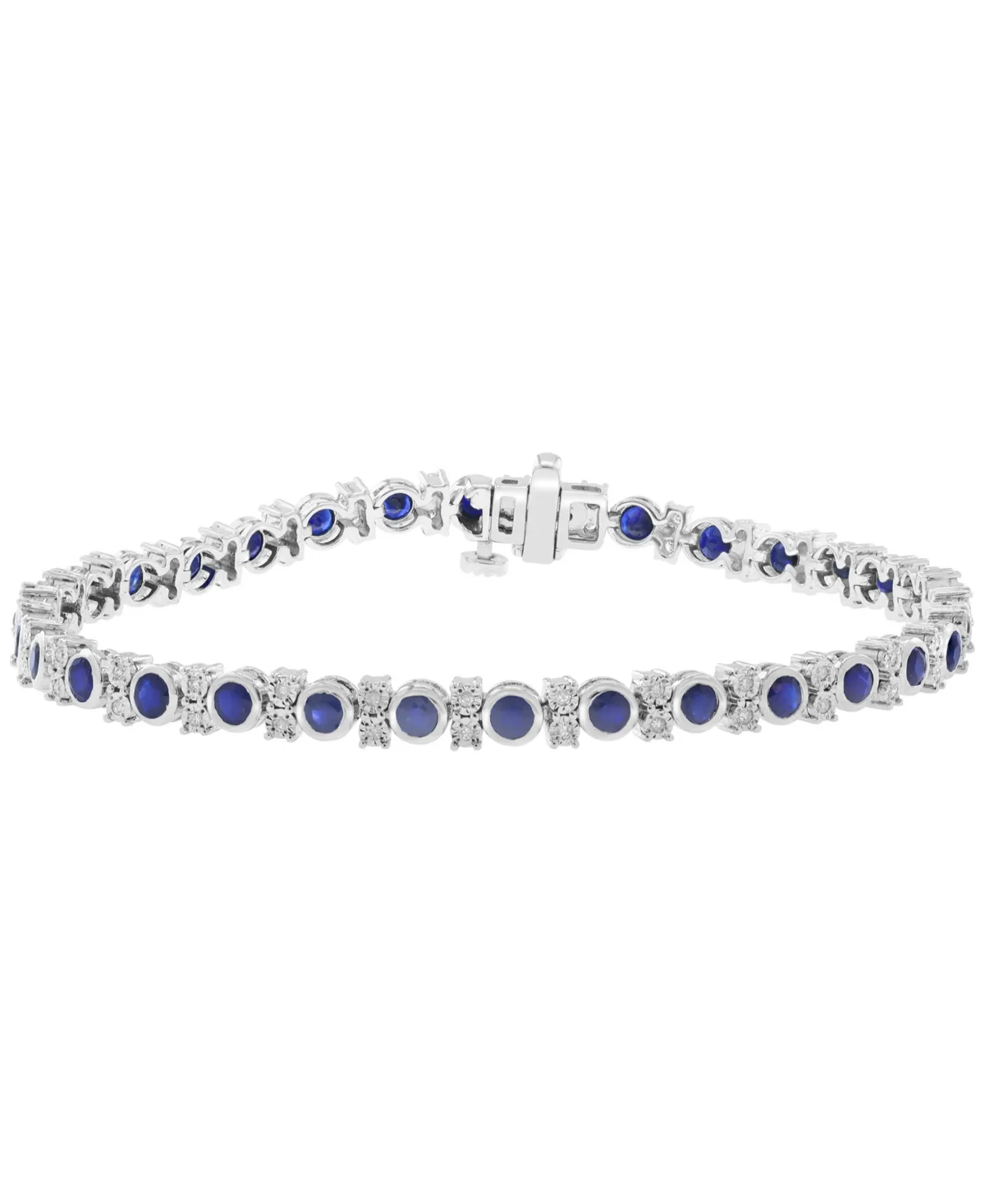 Sapphire (3-1/3 ct. t.w.) & Diamond (1/4 ct. t.w.) Bracelet in Sterling Silver by Effy Collection