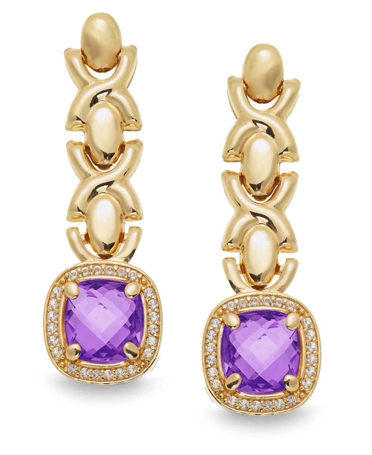 Citrine (3-5/8 ct. t.w.) & White Topaz (1/2 ct. t.w.) Xoxo Link Drop Earrings in 14k Gold-Plated Sterling Silver by Macy's