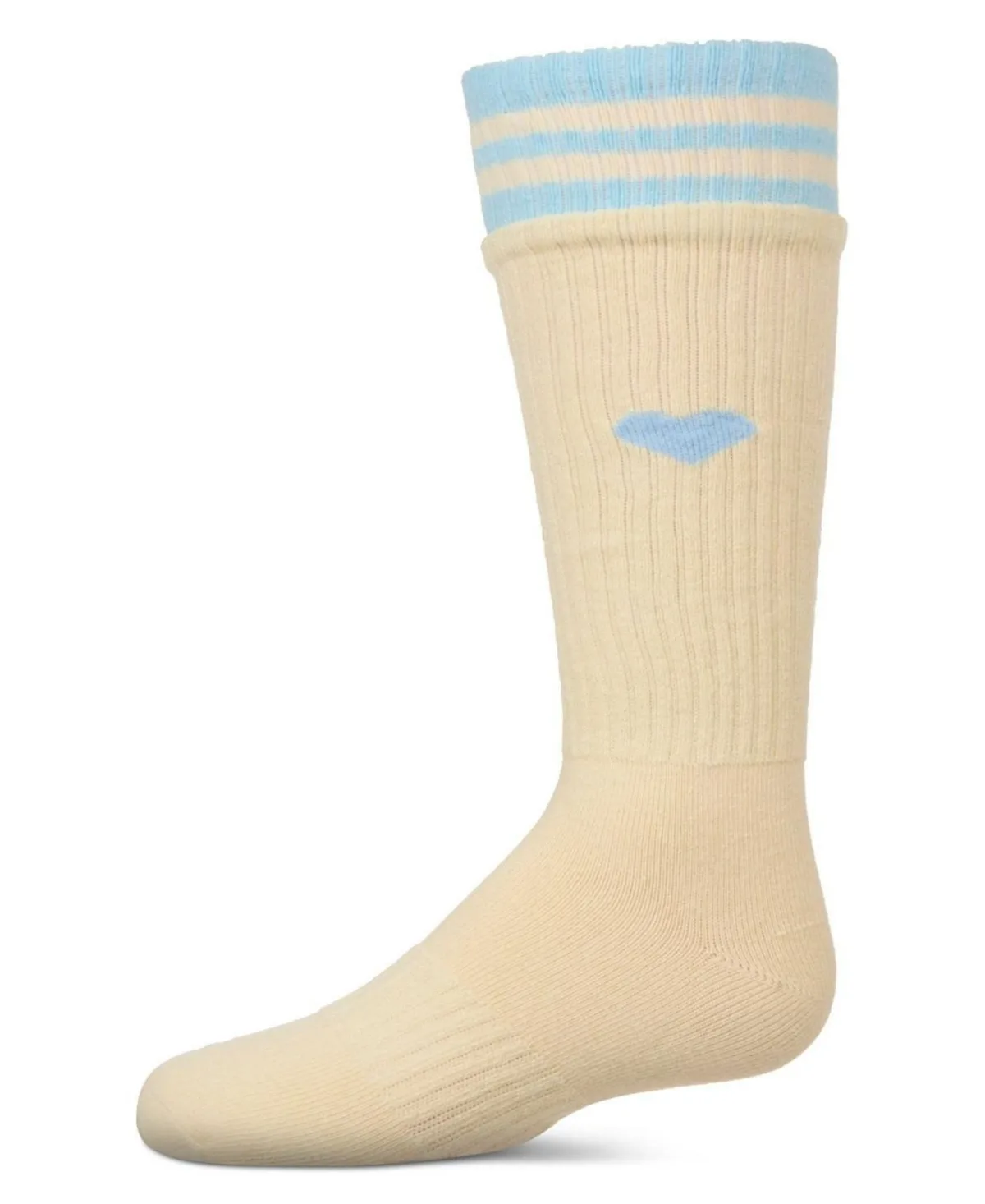 Ribbed Cotton Blend Heart and Stripes Knee Sock by Memoi