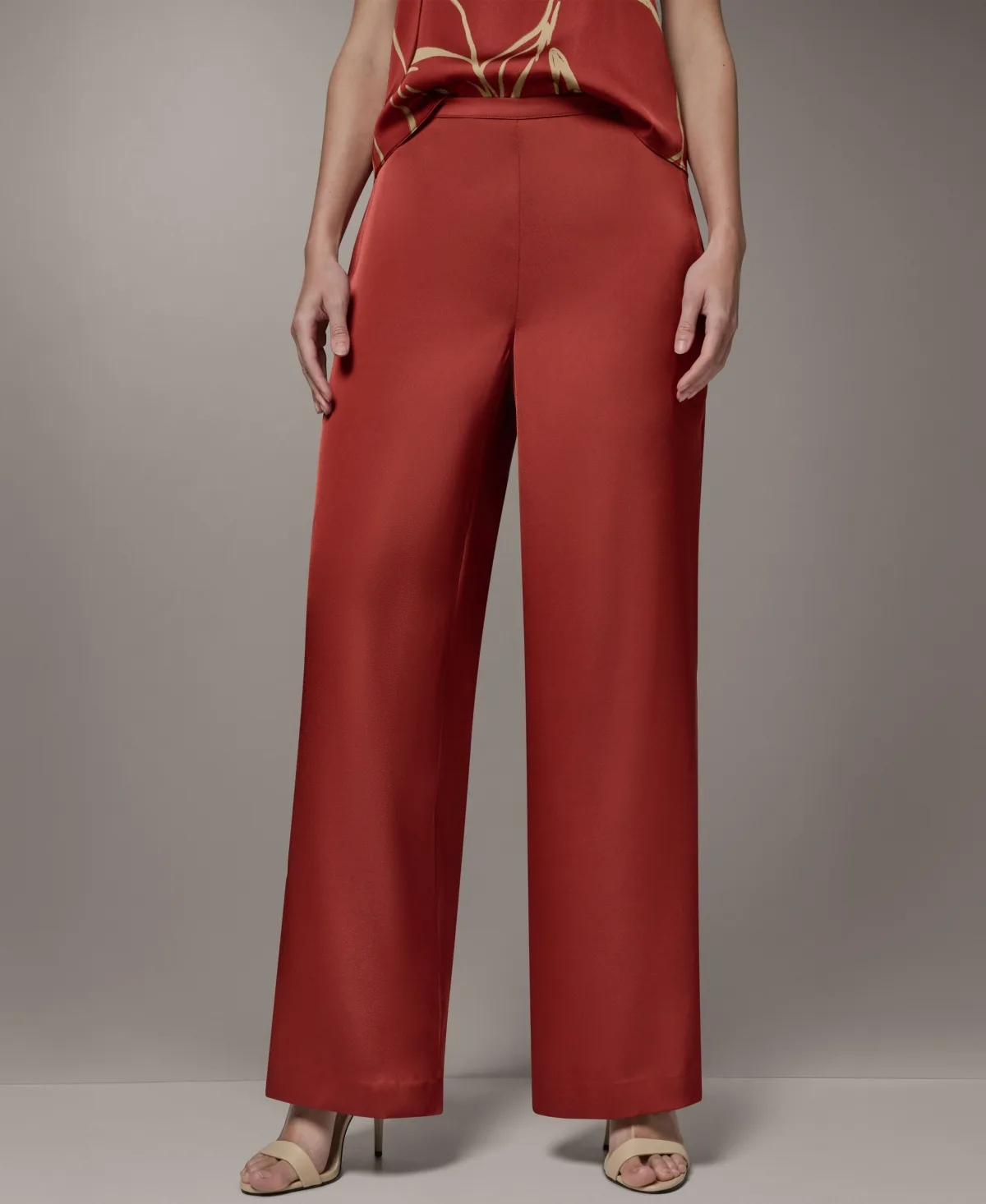 Wide-Leg Mid-Rise Full Pants by Donna Karan New York