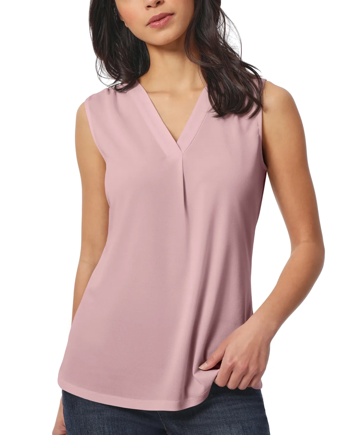 Crepe Sleeveless V-Neck Top