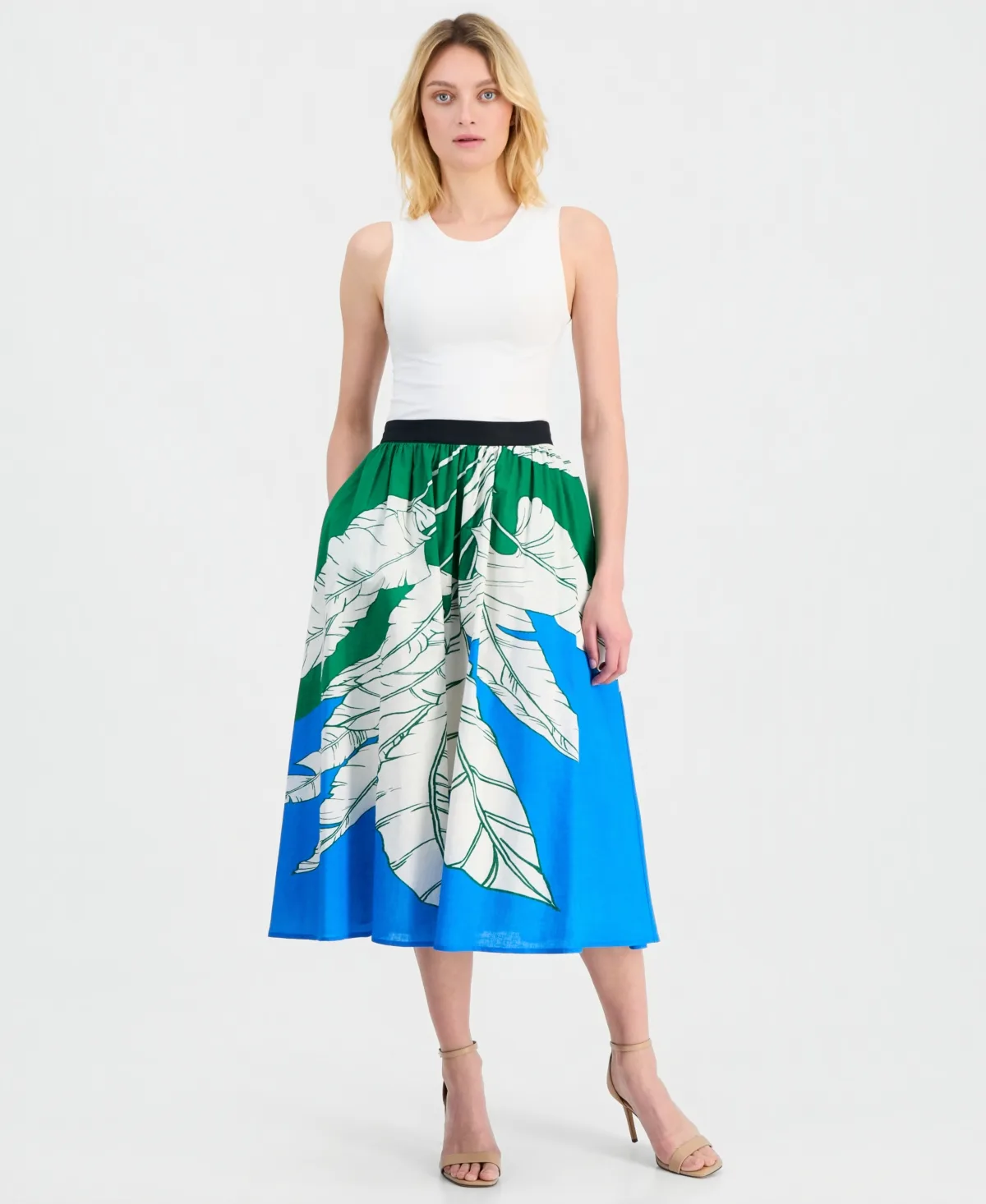 Full Pull-On Elastic Midi Skirt