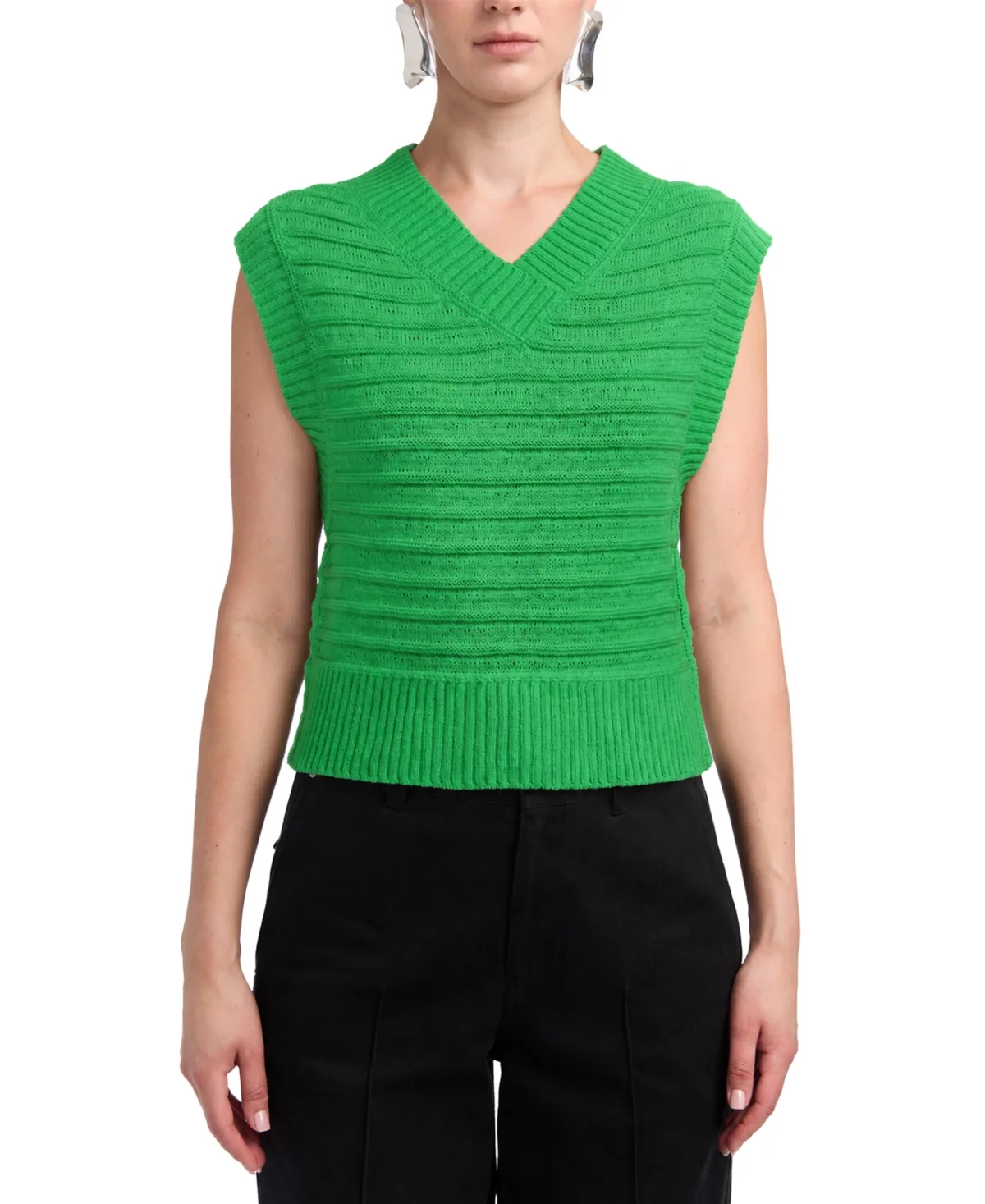 Bryce Textured Knit V-Neck Sweater by Derek Lam 10 Crosby