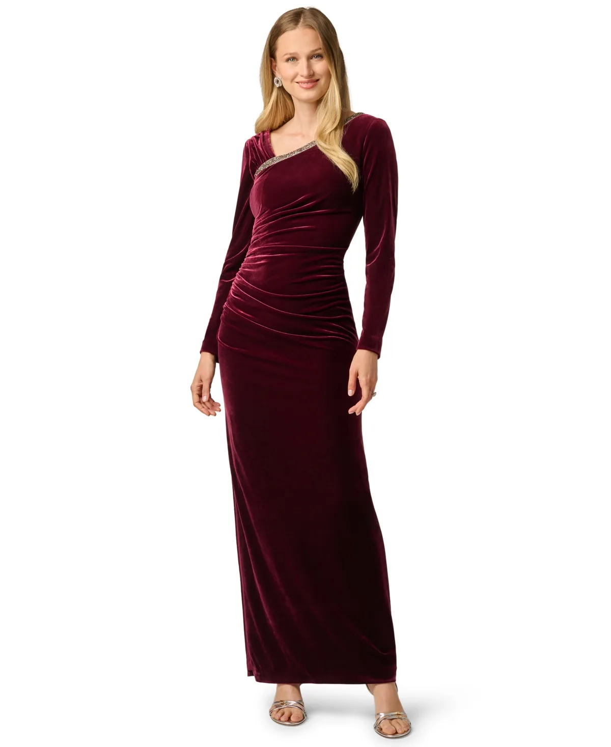 Long-Sleeve Velvet Dress by Adrianna Papell