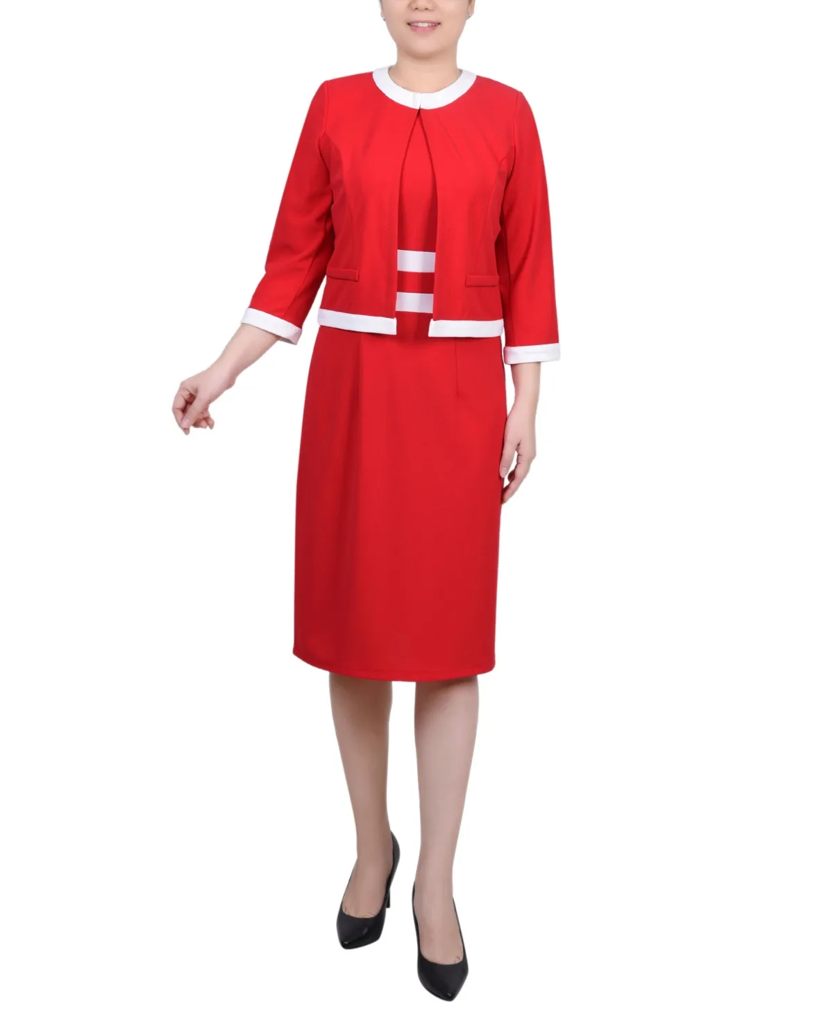 Elbow Sleeve Colorblocked Dress, 2 Piece Set by Ny Collection