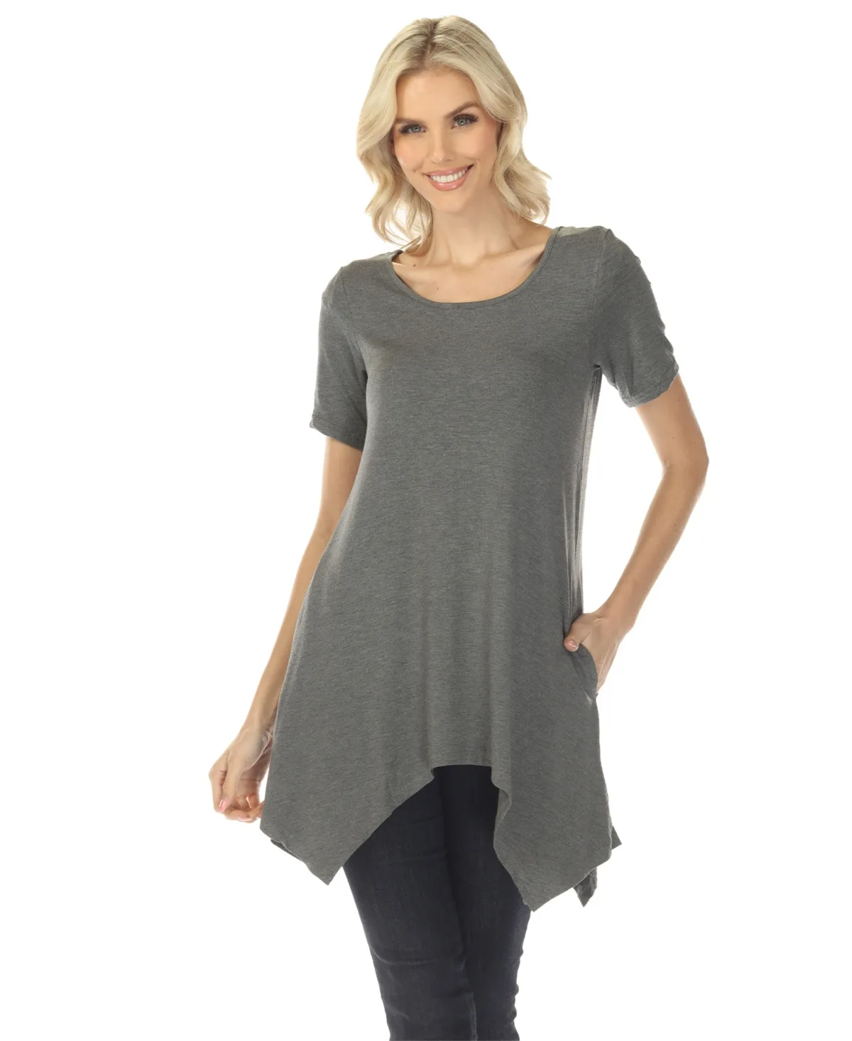 Short Sleeve Swing Tunic Top by White Mark