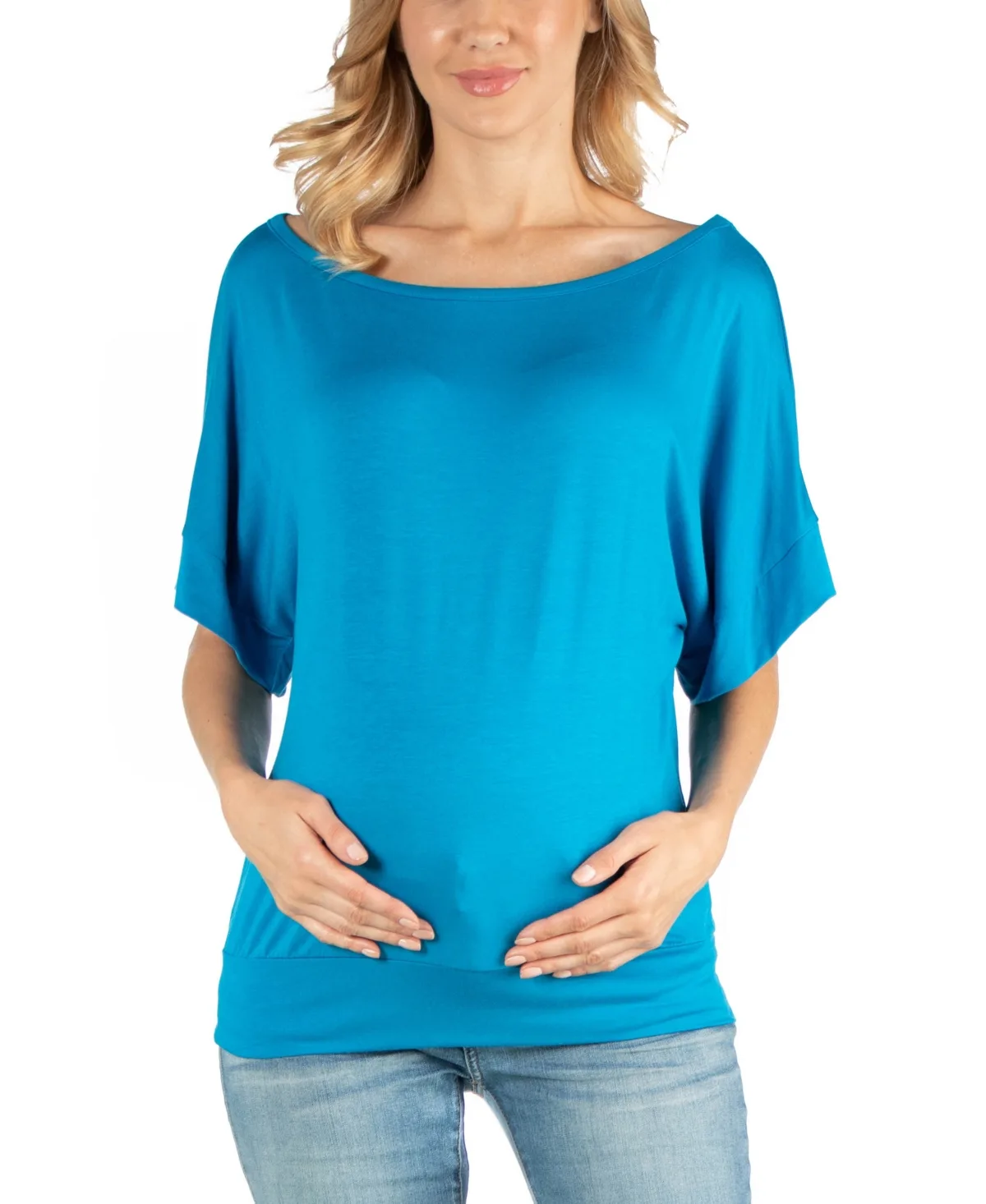Loose Fit Dolman Maternity Top with Wide Sleeves by 24seven Comfort Apparel