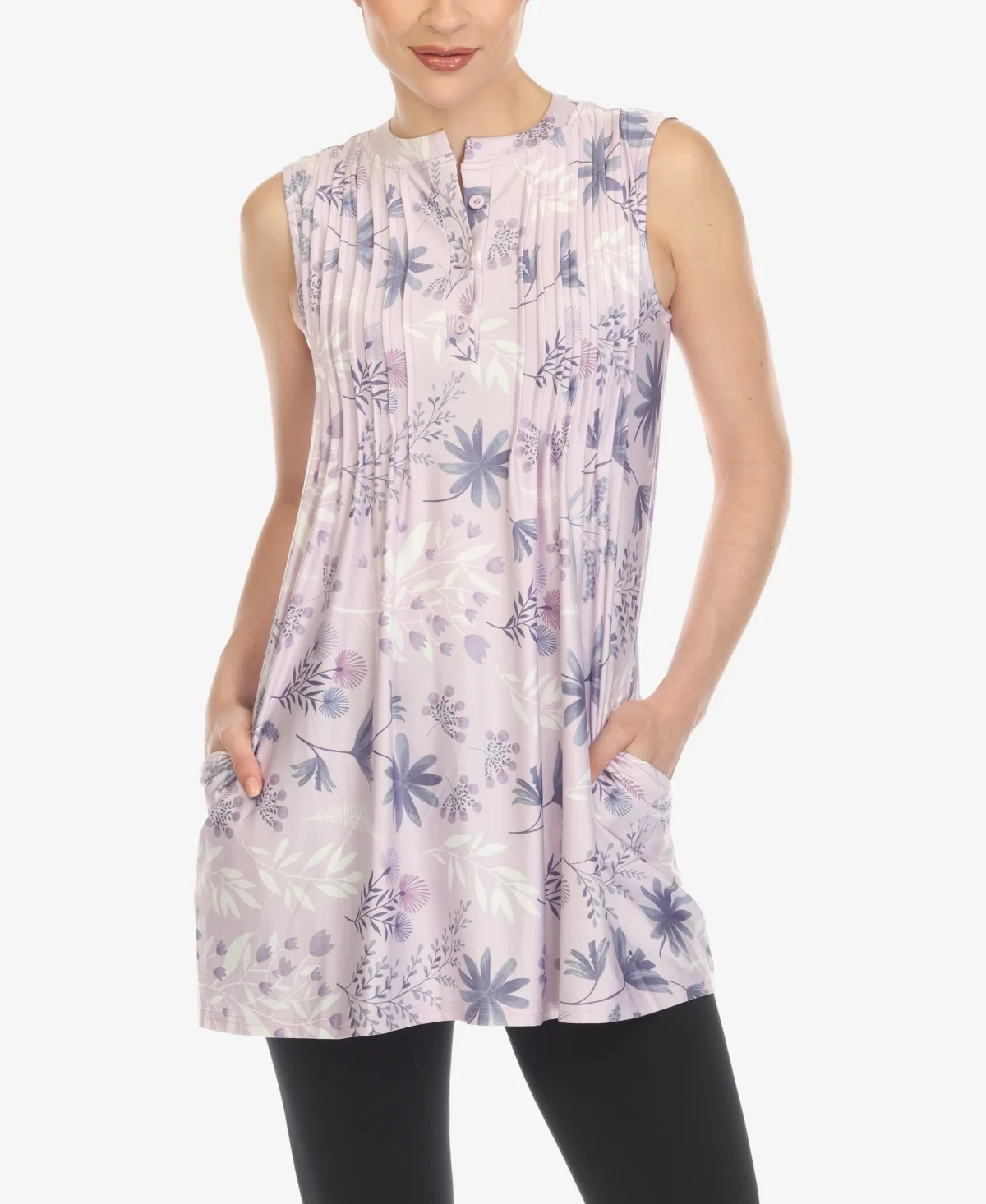 Floral Sleeveless Tunic Top by White Mark