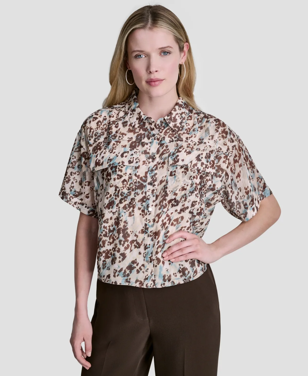 Printed Collared Shirt by Dkny