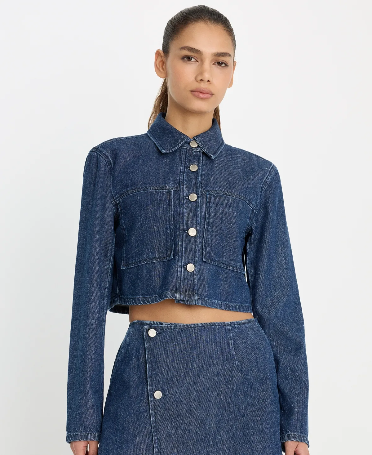 Denim Cropped Jacket by Good American