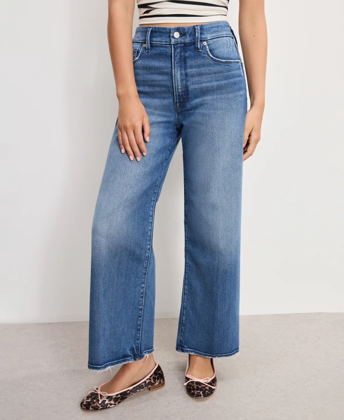 Good Waist Palazzo Cropped Jeans by Good American