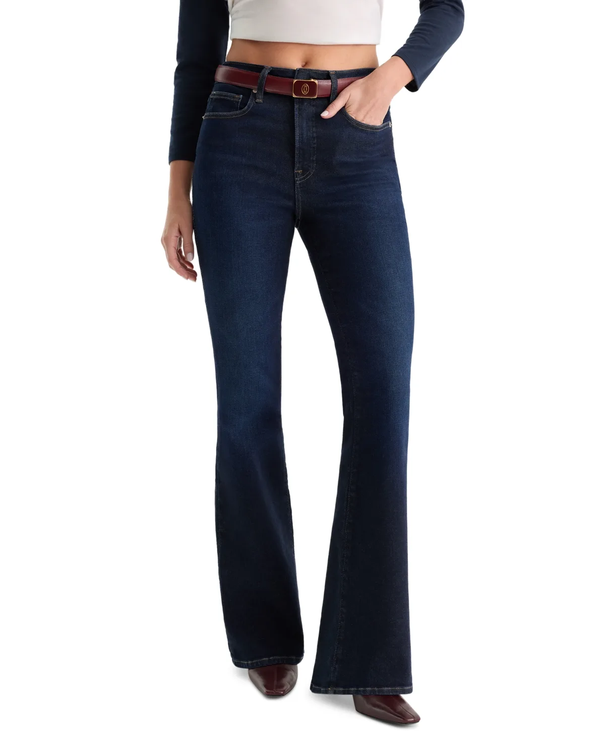 Mid-Rise Slim Flare Jeans by Good American