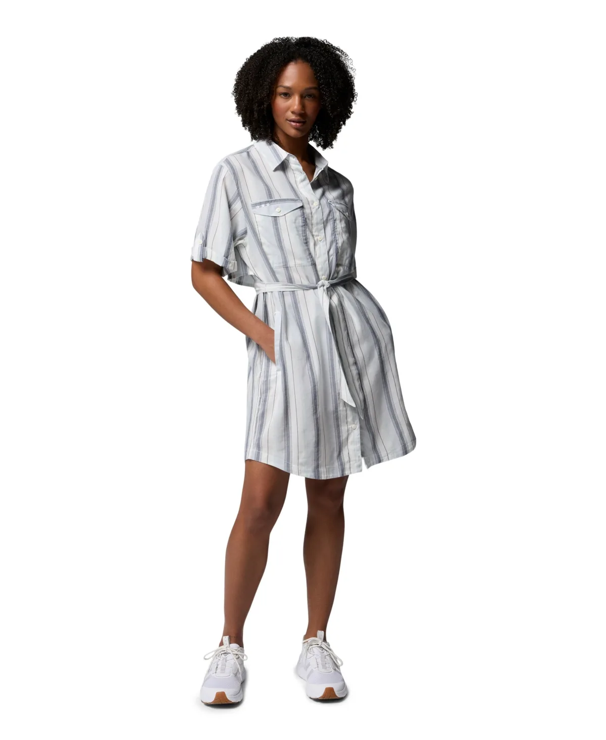 Striped Short-Sleeve Shirt Dress by Columbia