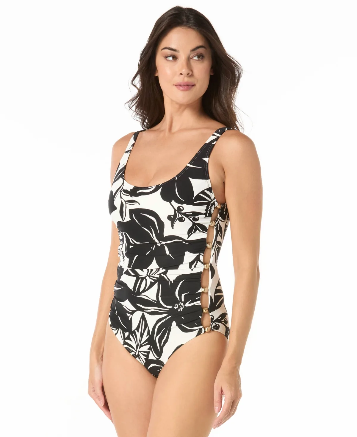 Scoop Neck One-Piece Swimsuit by Carmen Marc Valvo