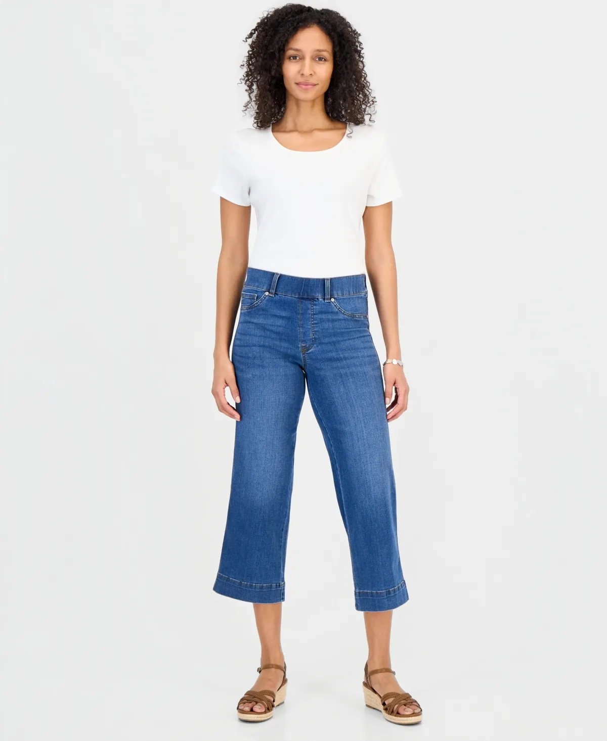 High Rise Cropped Wide Leg Jeans
