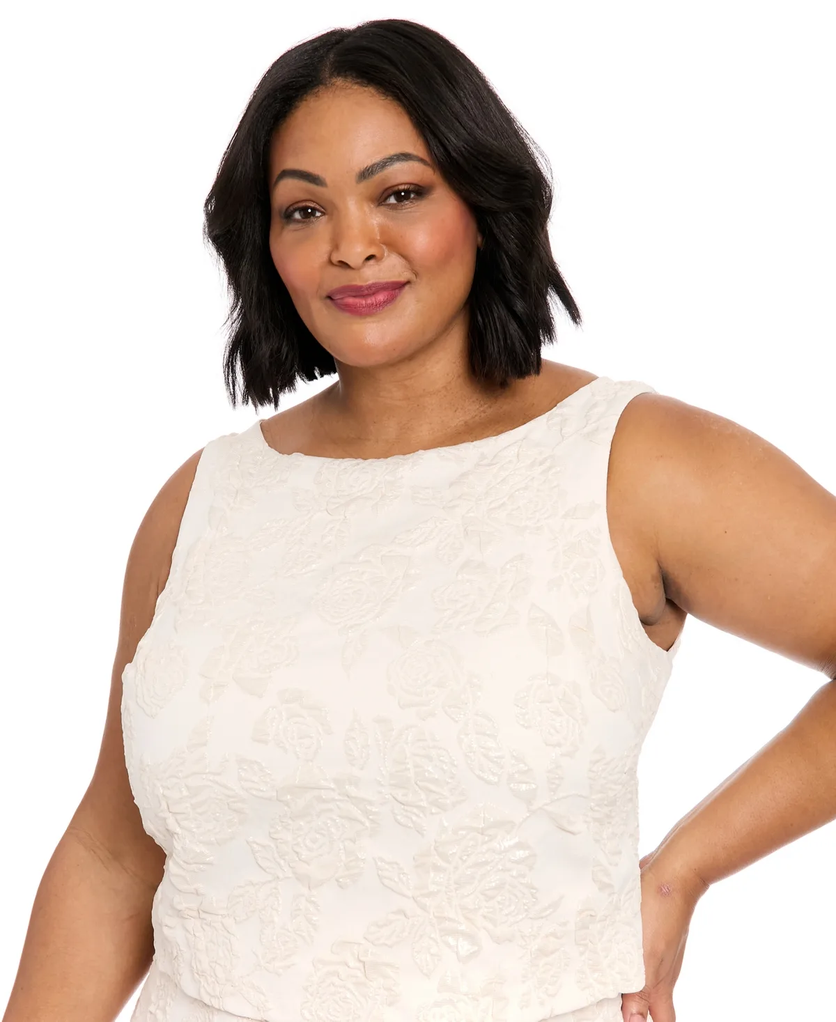 Metallic Floral Jacquard Top by Muse