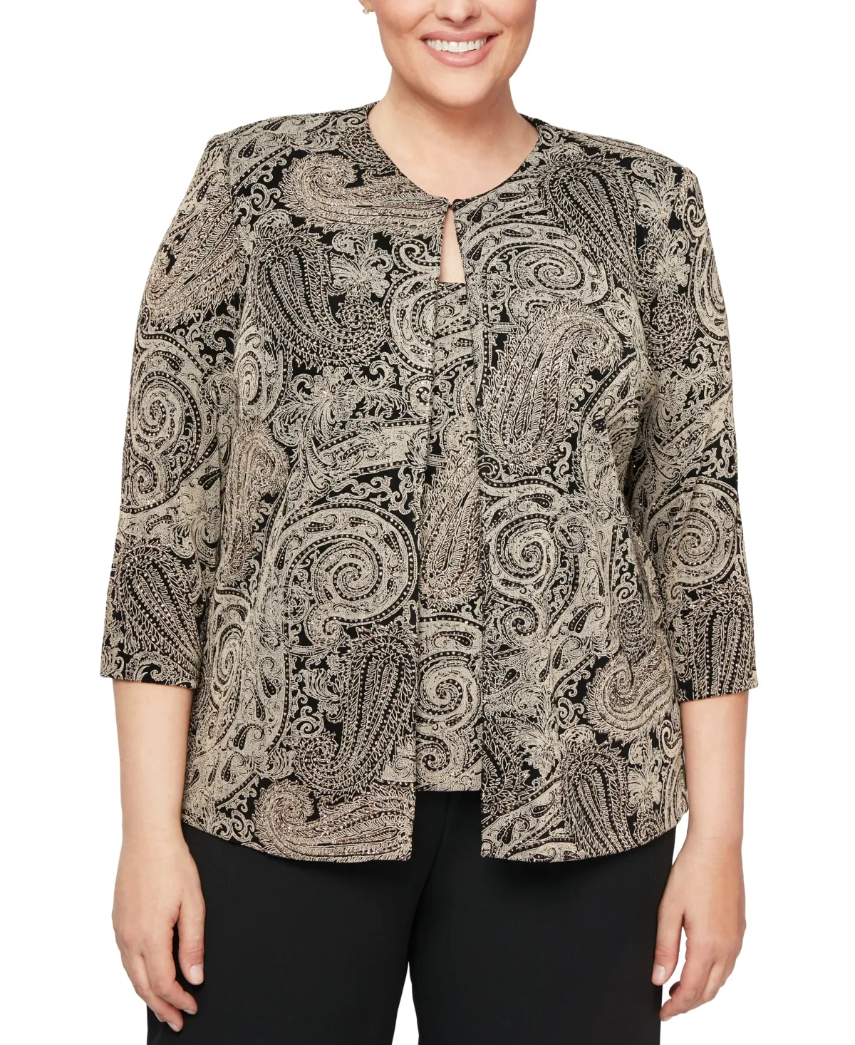 Glitter-Print Jacket & Top Set by Alex Evenings
