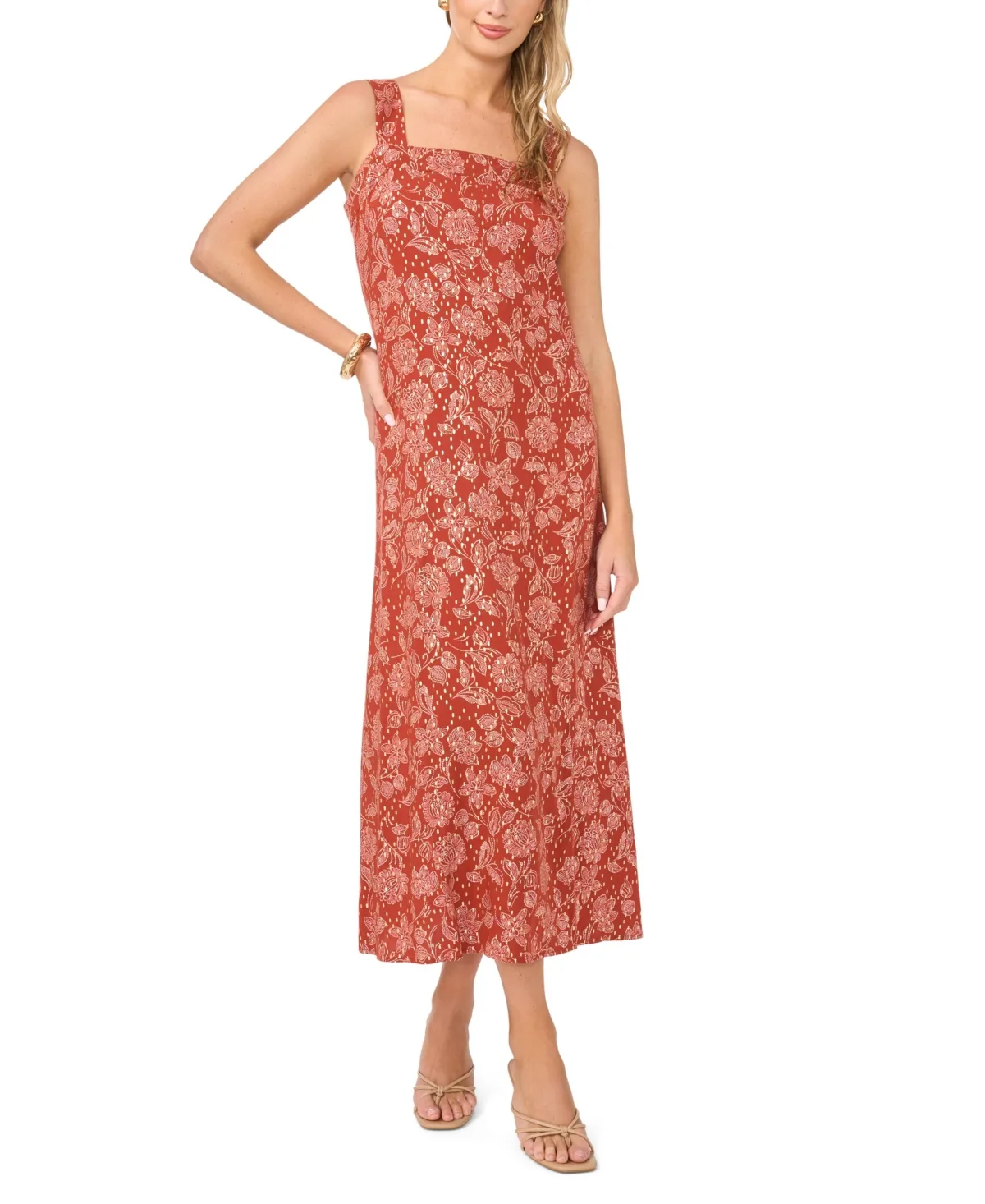 Square Neck Sleeveless Smock Back Dress