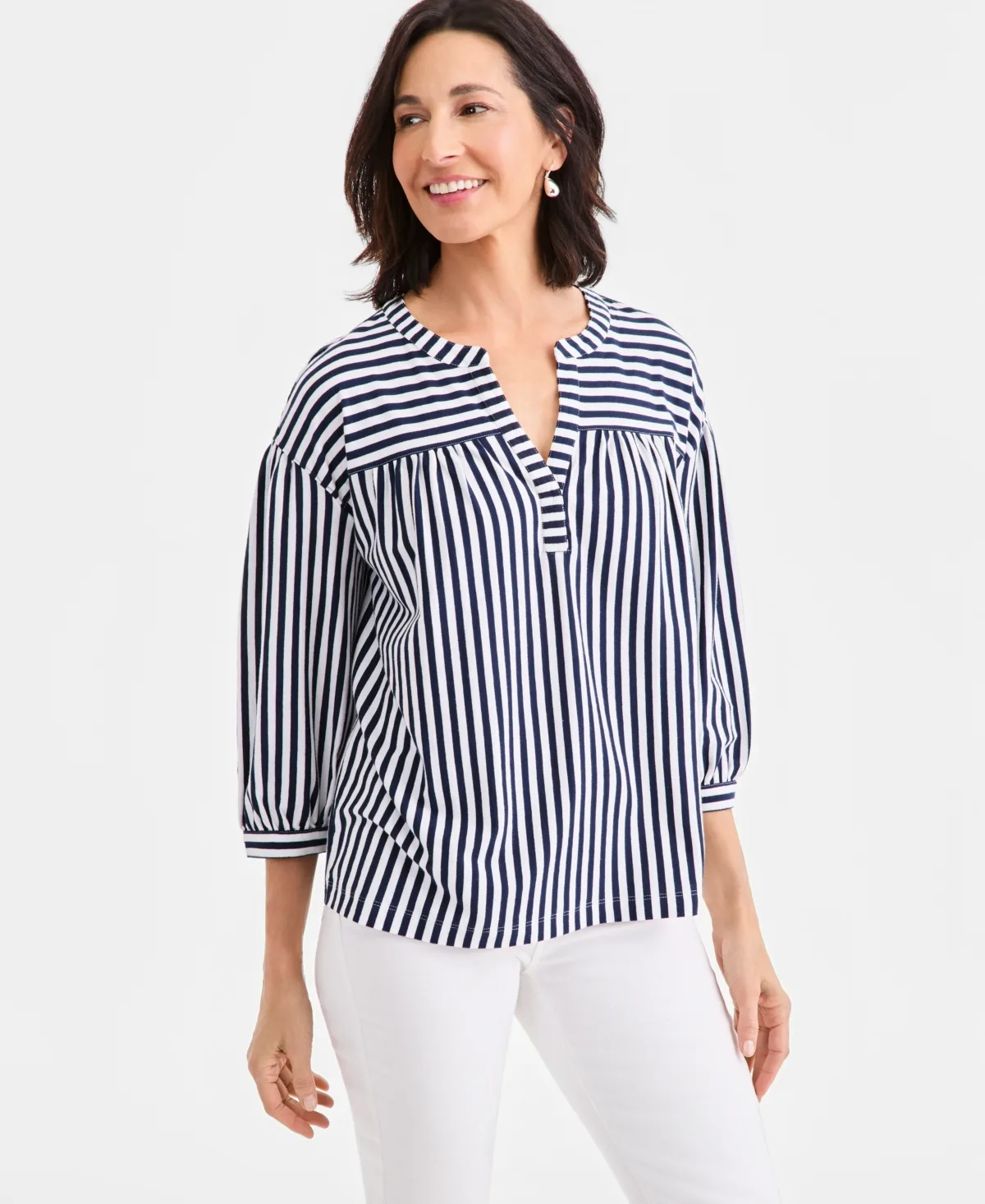3/4-Puff-Sleeve Knit Top by Style & Co