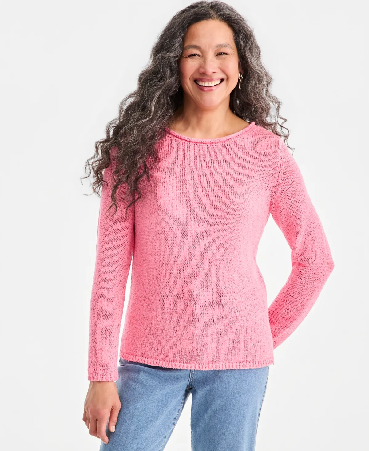 Boat Neck Tape Yarn Sweater by Style & Co