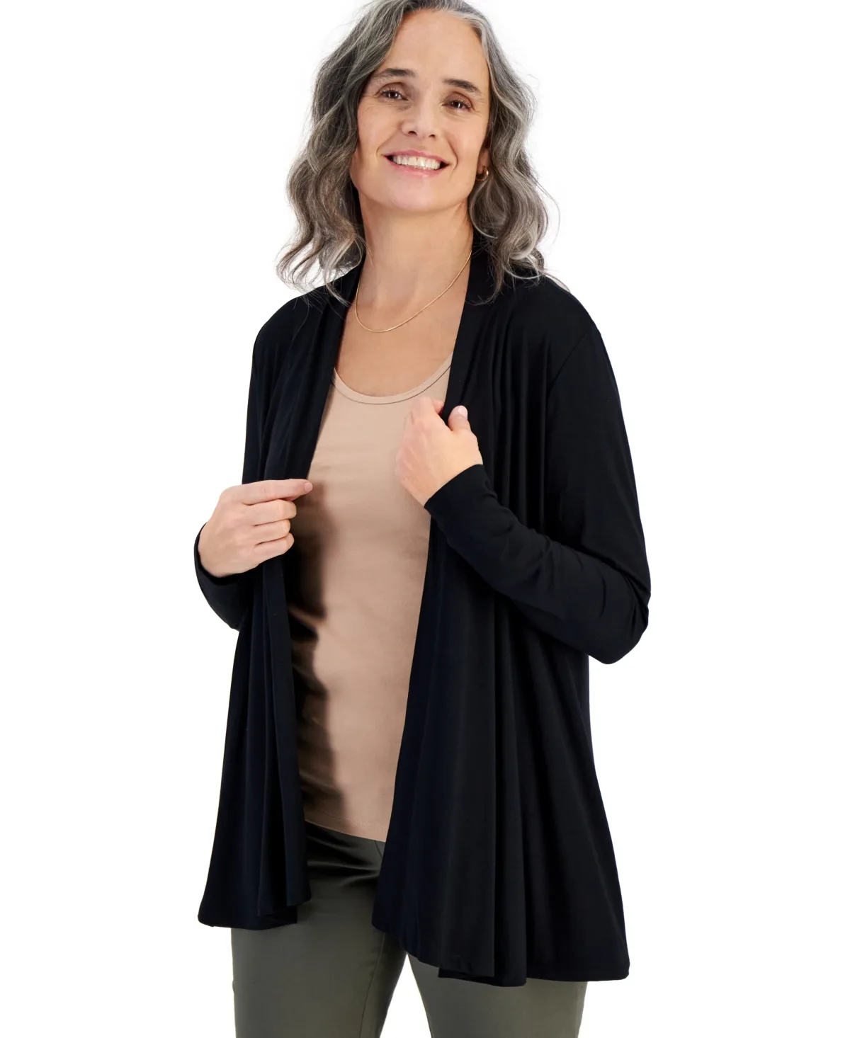 Solid Open-Front Cardigan