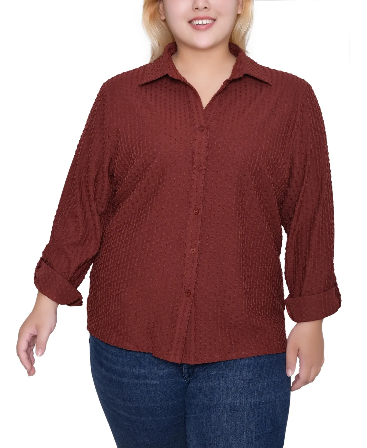 Long Sleeve Textured Knit Top by Ny Collection