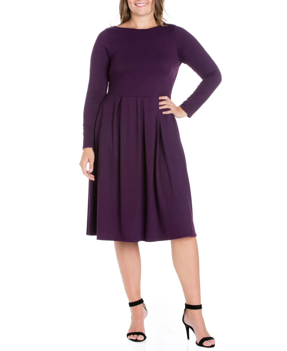Fit and Flare Midi Dress by 24seven Comfort Apparel
