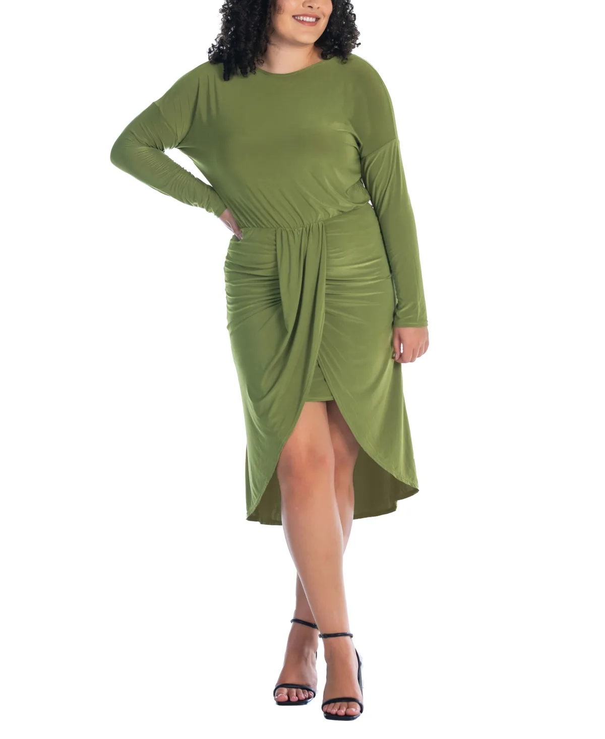 Long Sleeve High Low Dress by 24seven Comfort Apparel