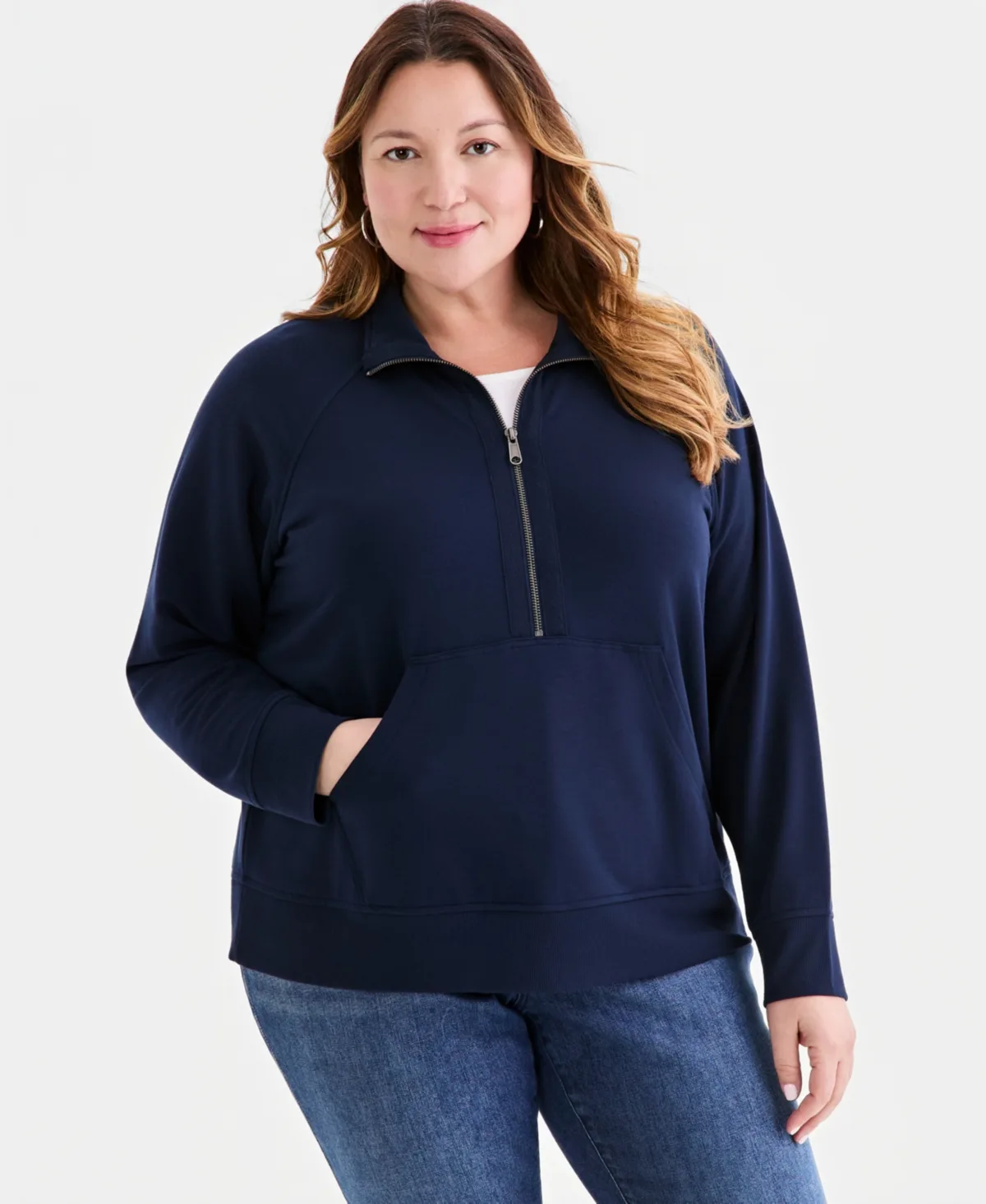 LuxLounge French Terry Half-Zip Sweatshirt by Style & Co