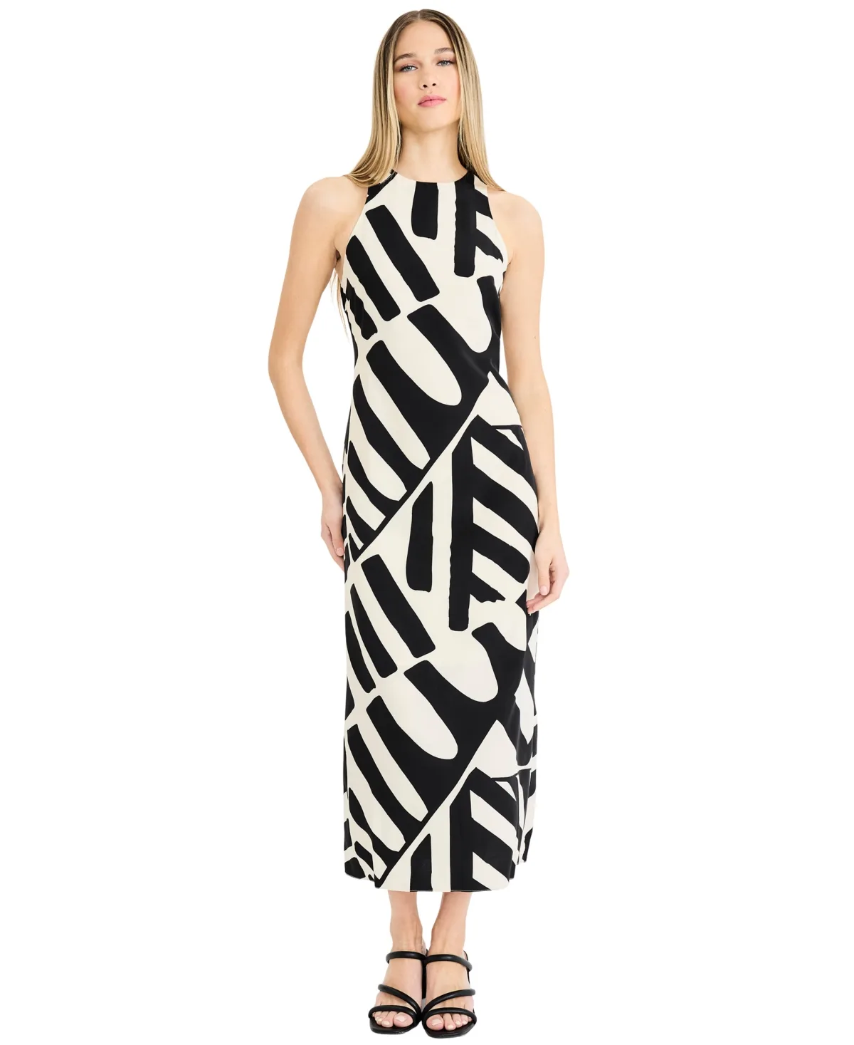 Printed Halter Neck Midi Dress by Donna Morgan
