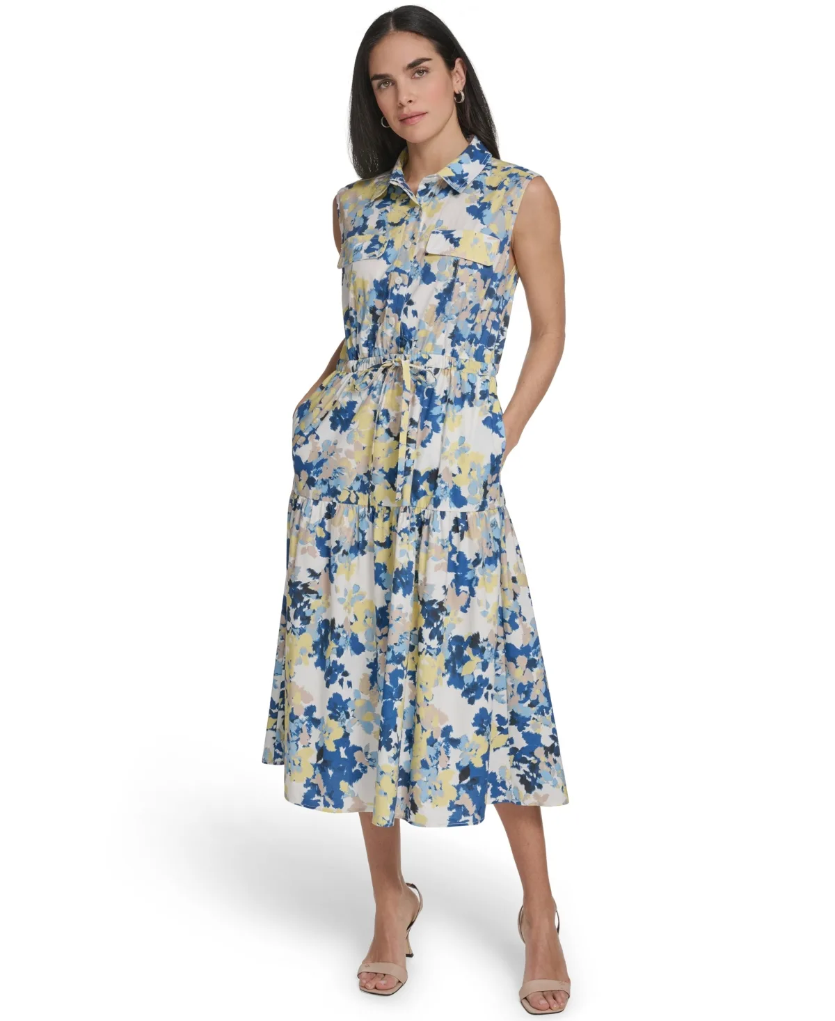 Collared Sleeveless Midi Dress by Calvin Klein