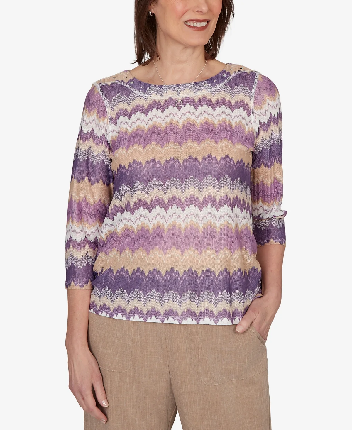 Grand Bazaar Rippled Stripes Knit Top