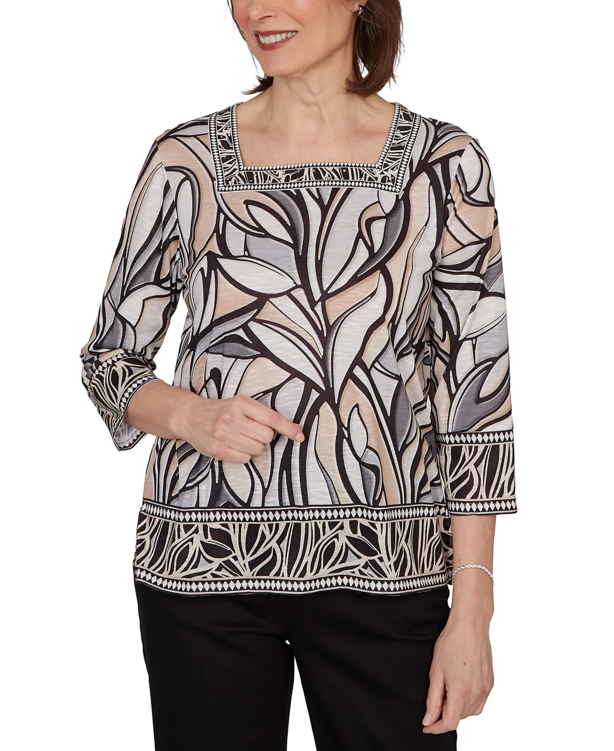 Stained Glass Border Trim Top by Alfred Dunner