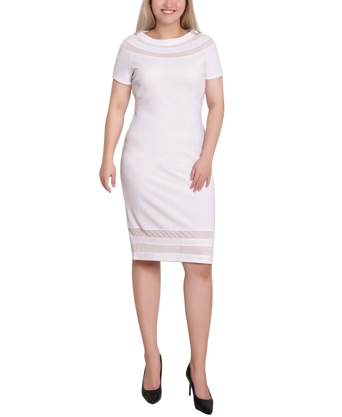 Short Sleeve Dress with Mesh Insets by Ny Collection