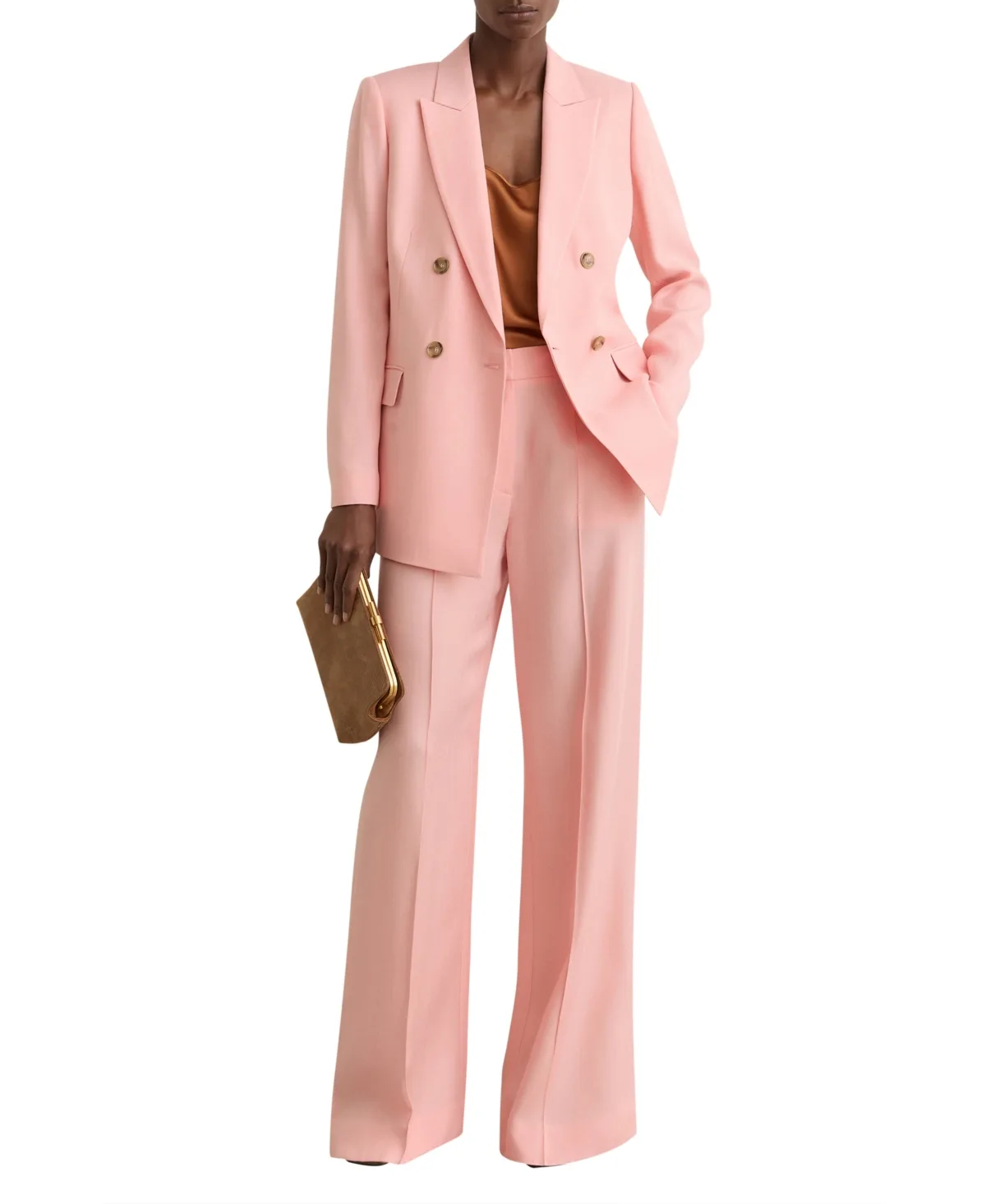 Double-Breasted Peak-Lapel Suit Blazer
