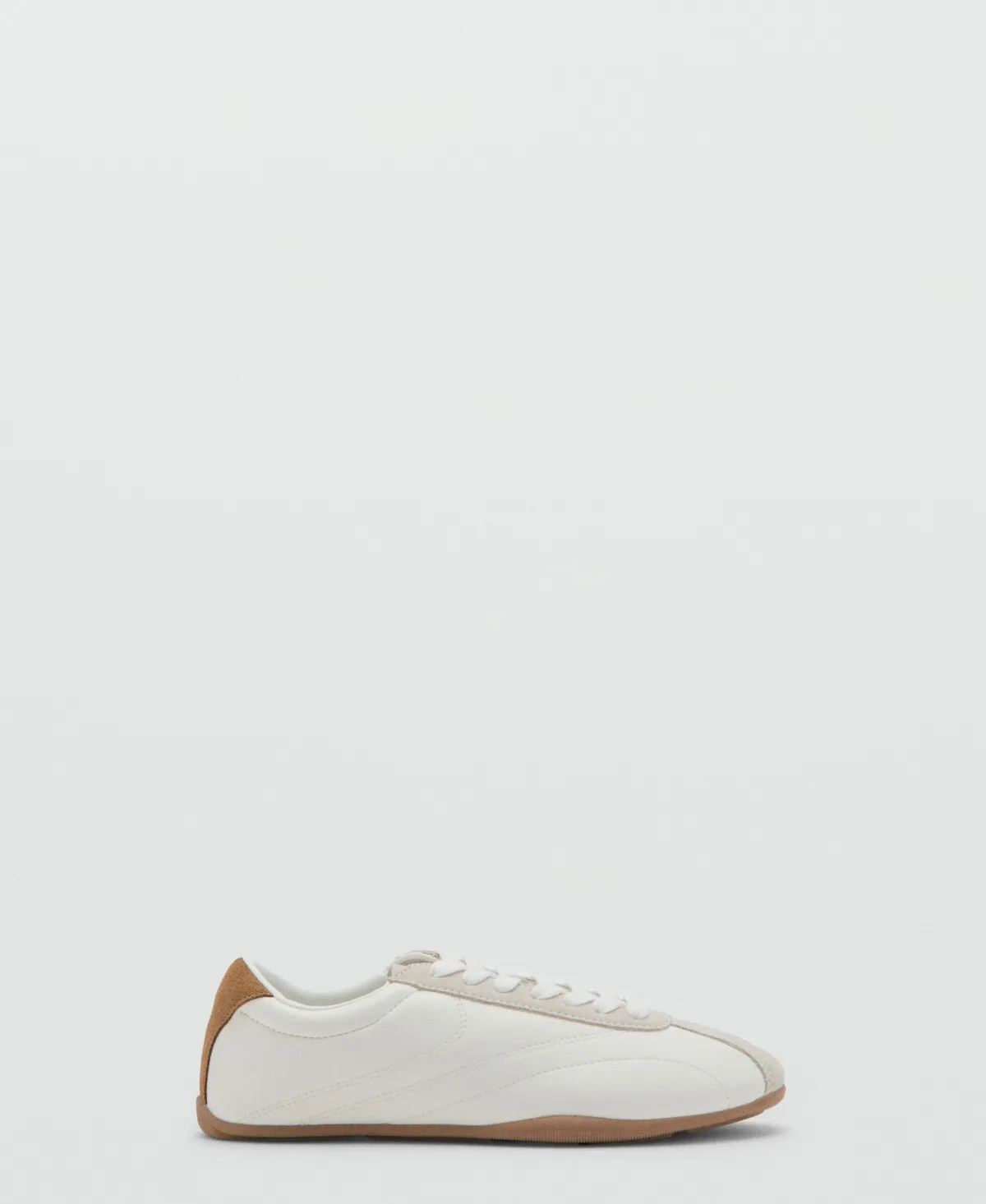 Contrasting Panel Leather Sneakers by Mango