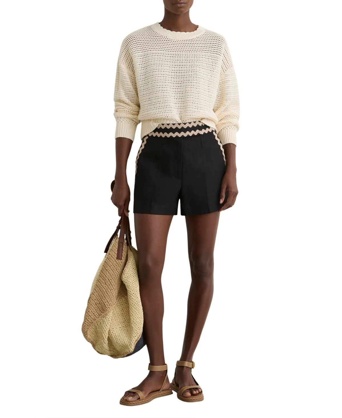 Linen Wave-Trim Shorts by Reiss