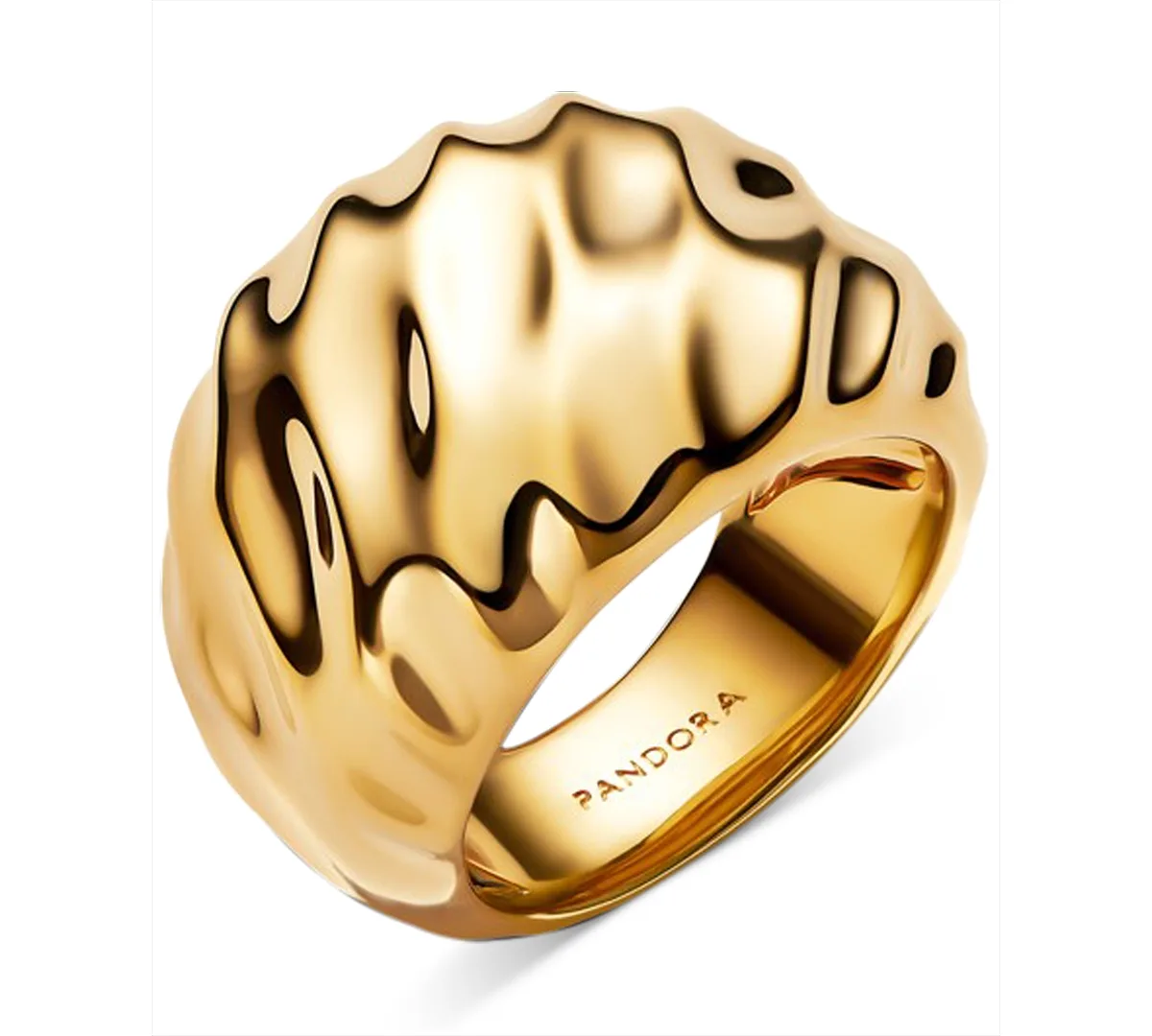 Rippled 14K Gold Plated Statement Ring by Pandora