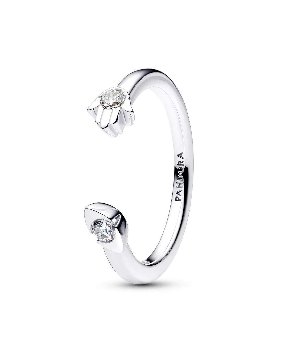 Talisman Sterling Silver Lab-Grown Diamond Evil Eye Hamsa Hand Open Ring by Pandora